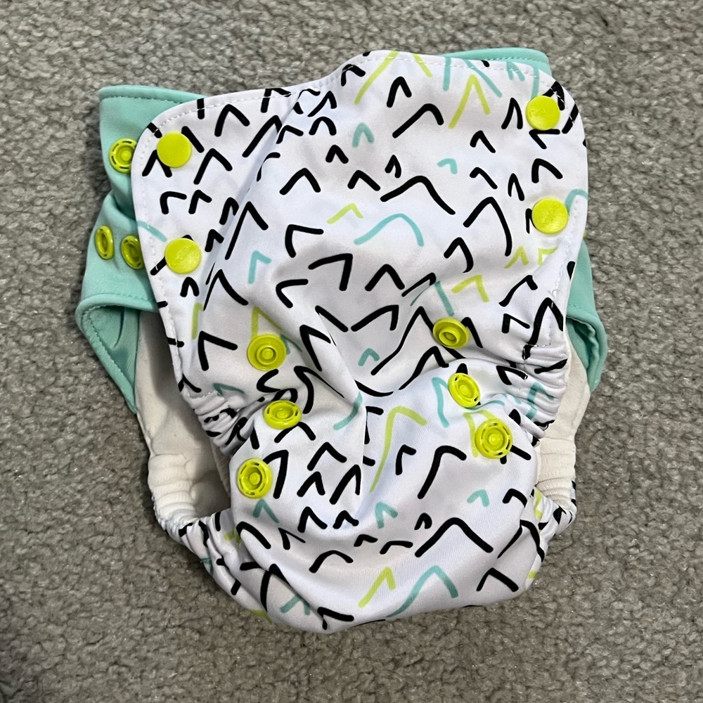 Grovia All In One Cloth Diaper White Black Print